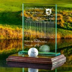 Large Rectangular Course Record Scorecard with Wooden Ball Mount