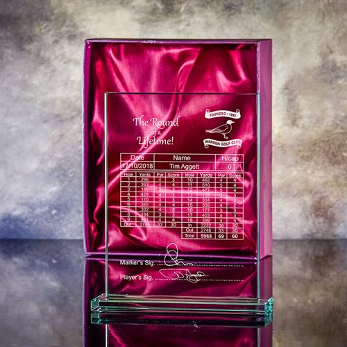 Engraved Crystal Medium Rectangular Golf Scorecard